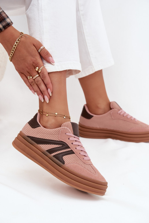 Velvetinės  modelio batai  su platforma rožinės spalvos Skye