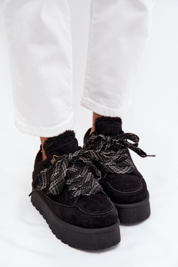 su raišteliais sniego batai  su platforma pašiltinti su kailiuku viduje Juodos spalvos Tavelle