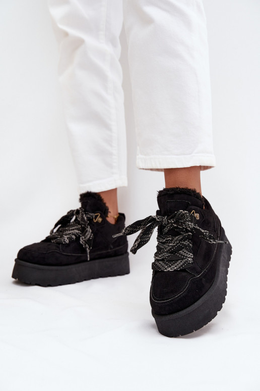 su raišteliais sniego batai  su platforma pašiltinti su kailiuku viduje Juodos spalvos Tavelle