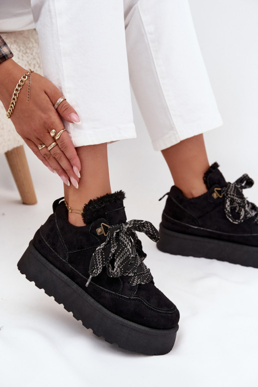 su raišteliais sniego batai  su platforma pašiltinti su kailiuku viduje Juodos spalvos Tavelle