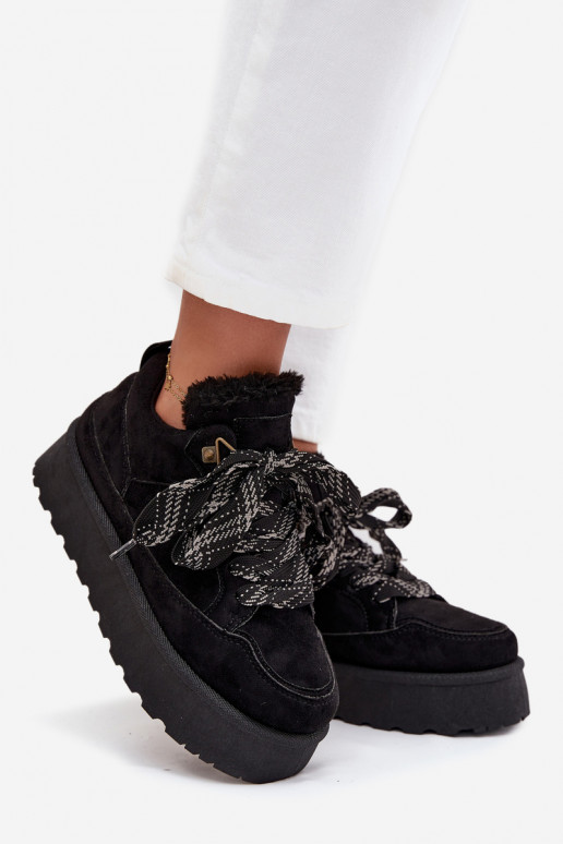 su raišteliais sniego batai  su platforma pašiltinti su kailiuku viduje Juodos spalvos Tavelle