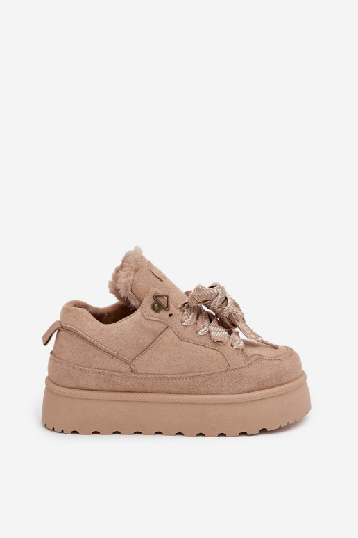 su raišteliais sniego batai  su platforma pašiltinti su kailiuku viduje smėlio spalvos Tavelle