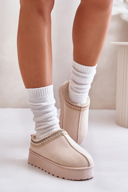 sniego batai  su platforma pašiltinti su kailiuku viduje dramblio kaulo spalvos Remenia