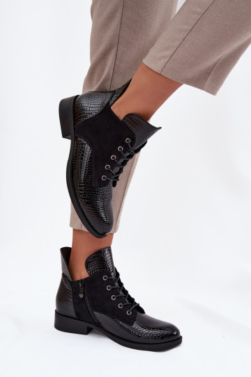 su lako efektu Moteriški aulinukai  Tłoczeniem pašiltinti Vinceza 16477 Juodos spalvos