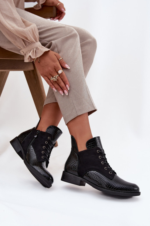 su lako efektu Moteriški aulinukai  Tłoczeniem pašiltinti Vinceza 16477 Juodos spalvos