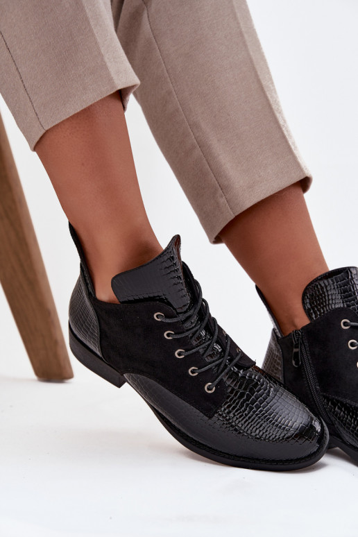 su lako efektu Moteriški aulinukai  Tłoczeniem pašiltinti Vinceza 16477 Juodos spalvos