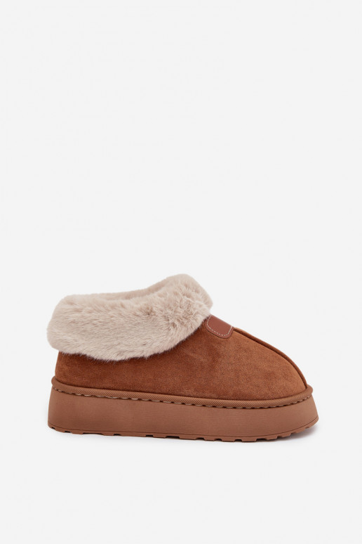 sniego batai  su platforma su kailiuku rudos spalvos Calyra