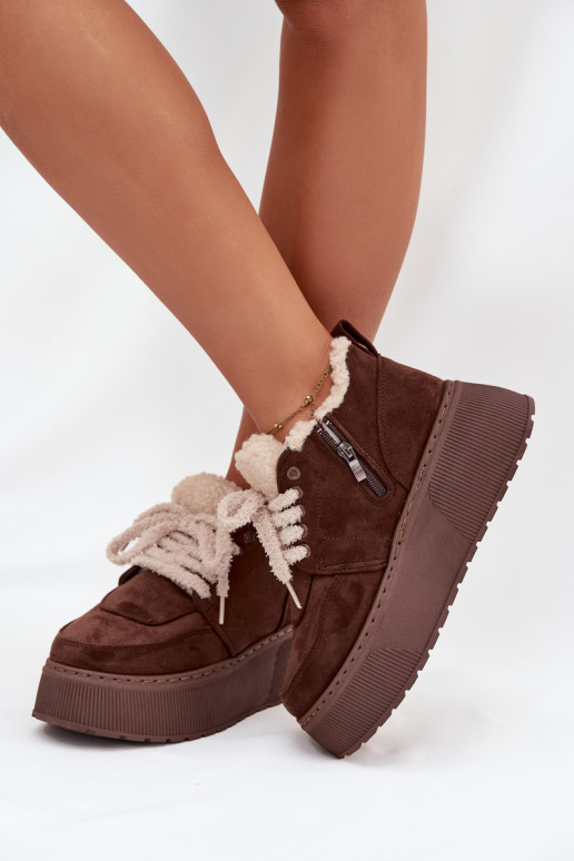 sniego batai  su platforma su kailiuku Typu Baranek rudos spalvos Luma