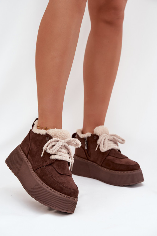 sniego batai  su platforma su kailiuku Typu Baranek rudos spalvos Luma