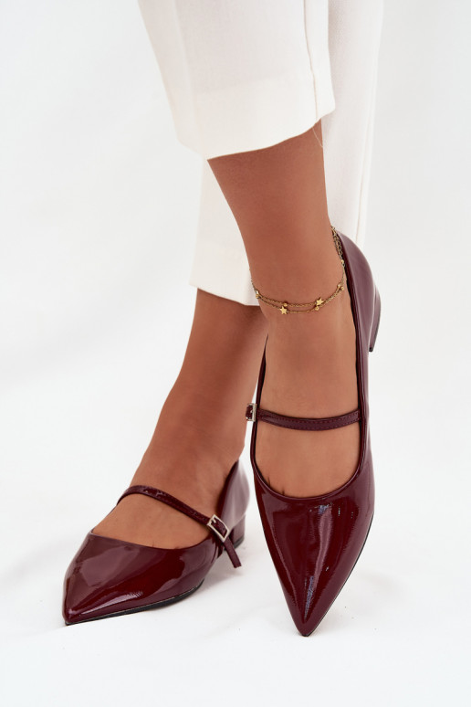 Lakuotos balerinos Na m Obcasie su dirželiais bordo spalvos Isvella
