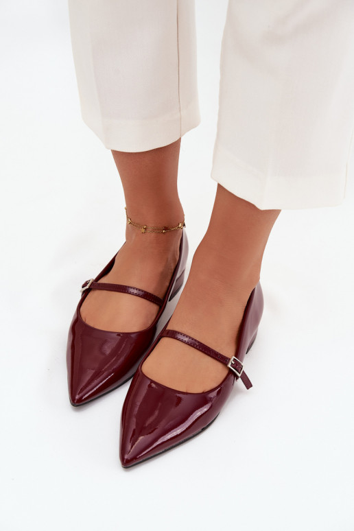 Lakuotos balerinos Na m Obcasie su dirželiais bordo spalvos Isvella