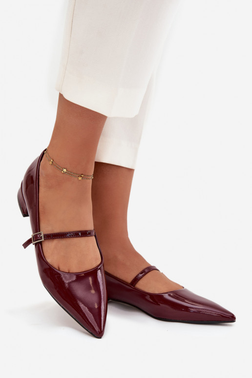 Lakuotos balerinos Na m Obcasie su dirželiais bordo spalvos Isvella