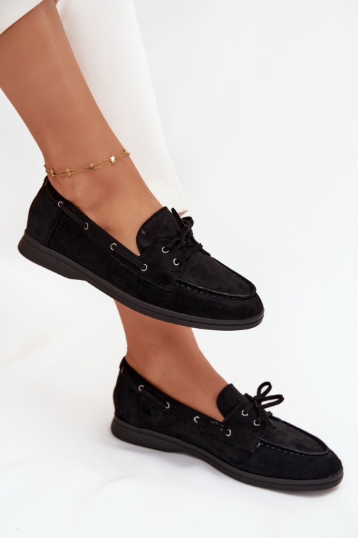 batai moteriški mokasinai lygiapadžiai su stilingomis detalėmis Juodos spalvos Zalina