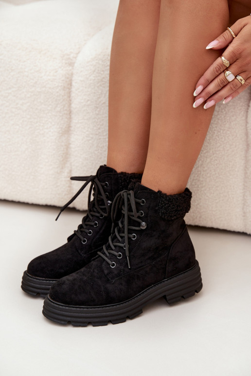 pašiltinti batai Moteriški aulinukai su raišteliais Juodos spalvos Lyrinne
