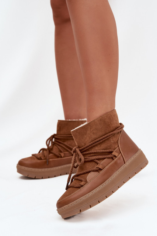 sniego batai  su stilingomis detalėmis rudos spalvos Rebekah