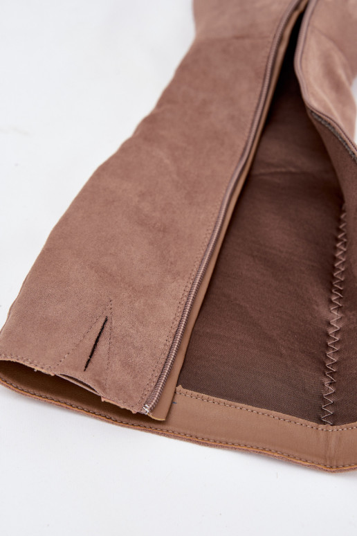 moteriški ilgaauliai batai su kulniukais Ze aukso spalvosm  smėlio spalvos Nivarae