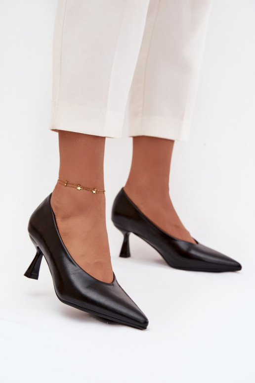 su lako efektu Bateliai su plonais kulniukais Juodos spalvos Gavrielle su lako efektu Bateliai su plonais kulniukais Juodos spalvos Gavrielle