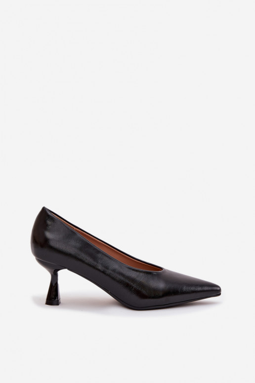 su lako efektu Bateliai su plonais kulniukais Juodos spalvos Gavrielle su lako efektu Bateliai su plonais kulniukais Juodos spalvos Gavrielle