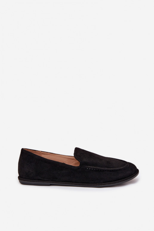 moteriški mokasinai Z iš eko zomšosu lygiapadžiai Juodos spalvos Miryelle