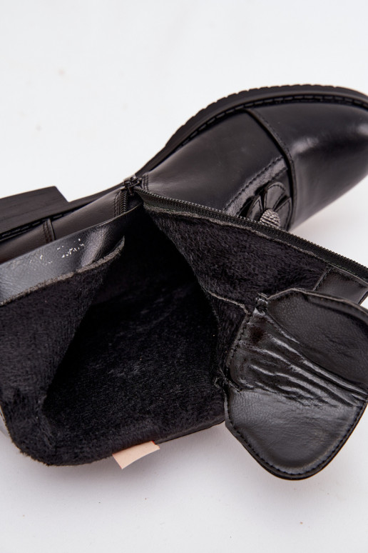 pašiltinti Moteriški aulinukai su plačiais kulniukais  su gėlių motyvaiskami Juodos spalvos Pravienne