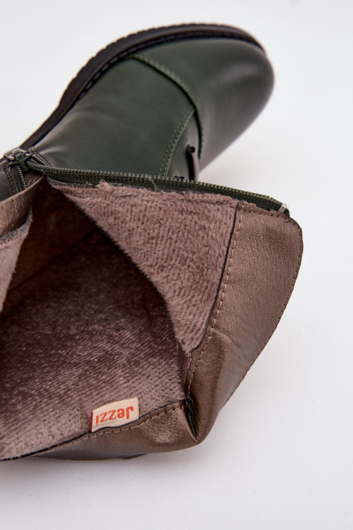 pašiltinti Moteriški aulinukai su plačiais kulniukais žalios spalvos Labise