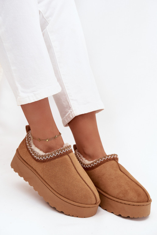 sniego batai  Z Haftem su platforma rudos spalvos Taliah