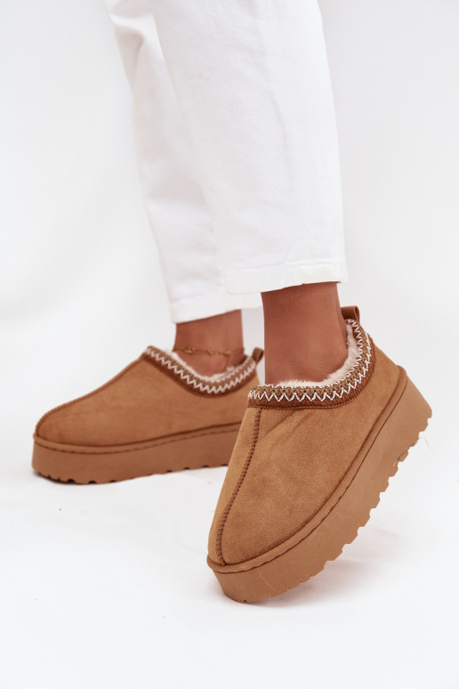 sniego batai  Z Haftem su platforma rudos spalvos Taliah