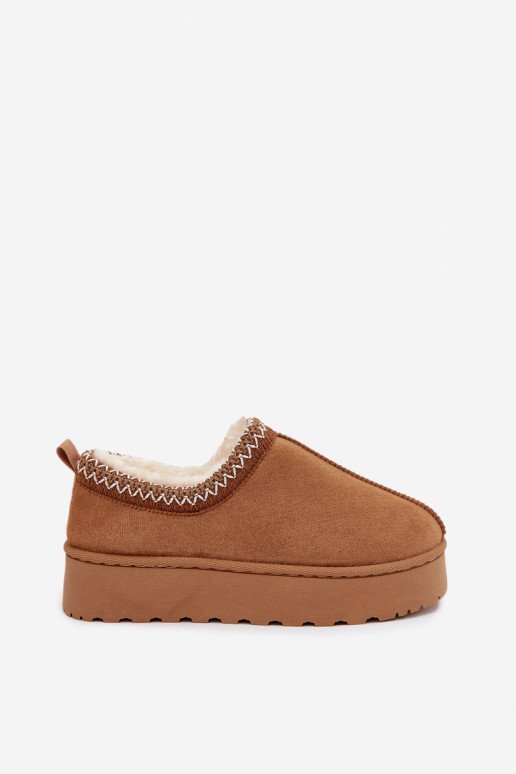 sniego batai  Z Haftem su platforma rudos spalvos Taliah