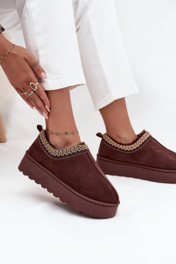 sniego batai  Z Haftem su platforma Czekoladowe Taliah