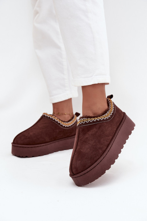 sniego batai  Z Haftem su platforma Czekoladowe Taliah sniego batai  Z Haftem su platforma Czekoladowe Taliah