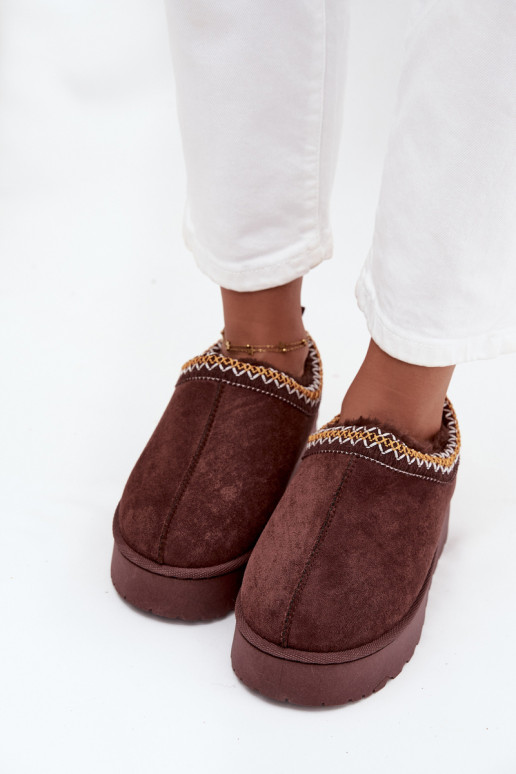 sniego batai  Z Haftem su platforma Czekoladowe Taliah sniego batai  Z Haftem su platforma Czekoladowe Taliah