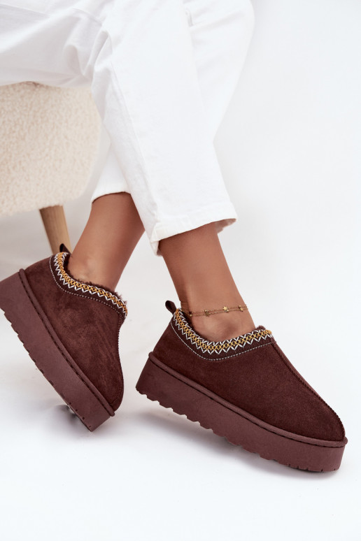 sniego batai  Z Haftem su platforma Czekoladowe Taliah sniego batai  Z Haftem su platforma Czekoladowe Taliah