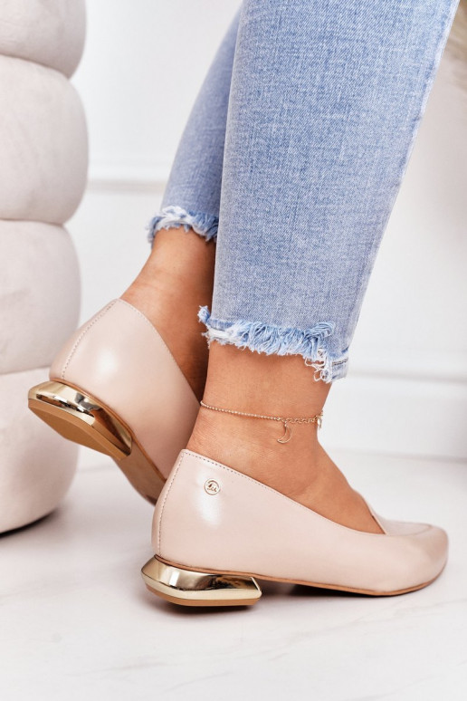 Mokasinai su aukso spalvos kulniukais Laura Messi 2013 smėlio spalvos