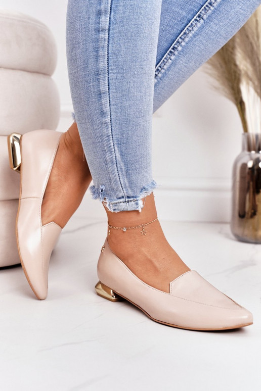 Mokasinai su aukso spalvos kulniukais Laura Messi 2013 smėlio spalvos