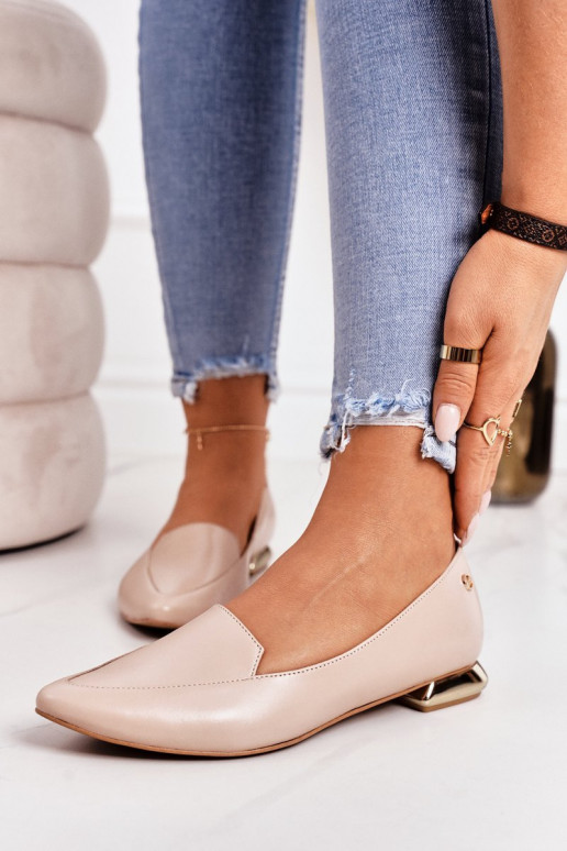 Mokasinai su aukso spalvos kulniukais Laura Messi 2013 smėlio spalvos