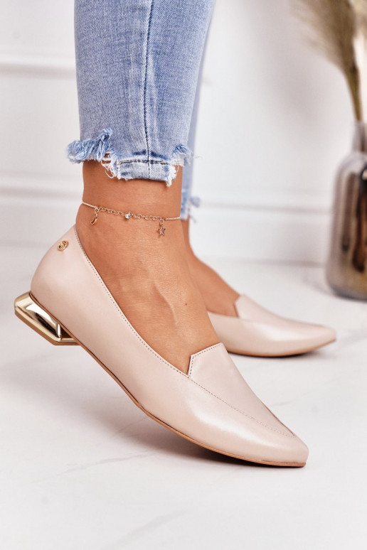 Mokasinai su aukso spalvos kulniukais Laura Messi 2013 smėlio spalvos