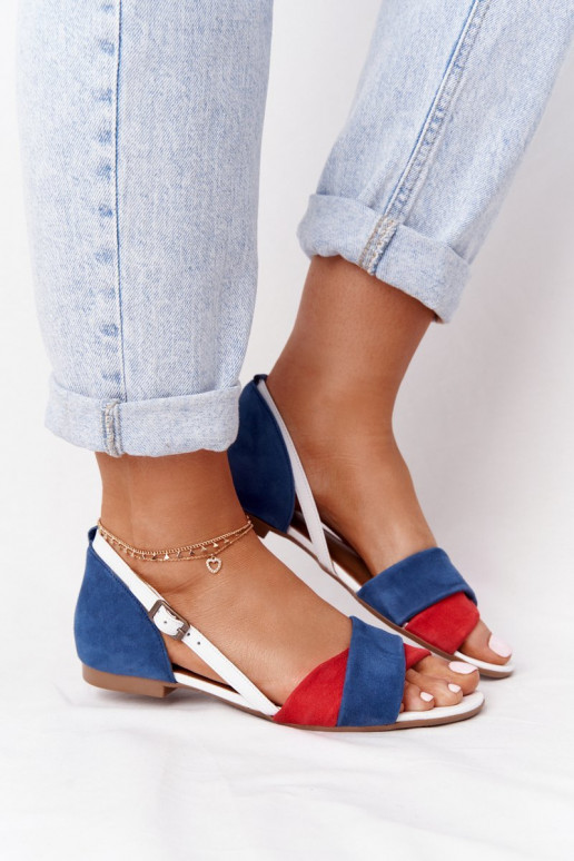 Moteriškos basutės  04614-17 mėlynos-raudonos spalvos