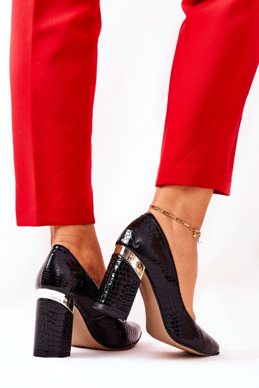   Bateliai  su gyvatės odos imitacija 3117 Juodos spalvos