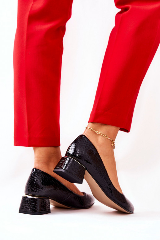   su gyvatės odos imitacija Bateliai  3118 Juodos spalvos