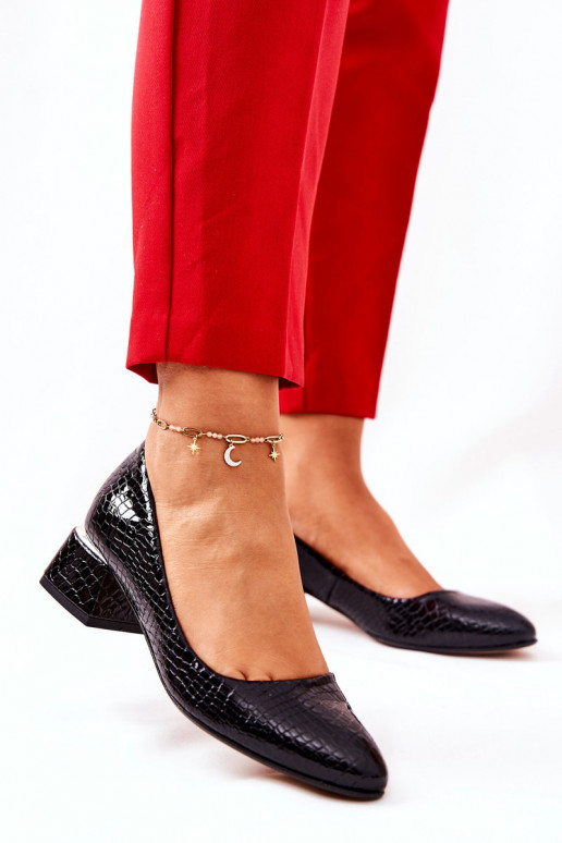   su gyvatės odos imitacija Bateliai  3118 Juodos spalvos