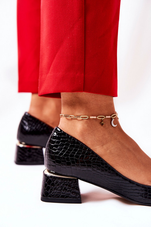   su gyvatės odos imitacija Bateliai  3118 Juodos spalvos