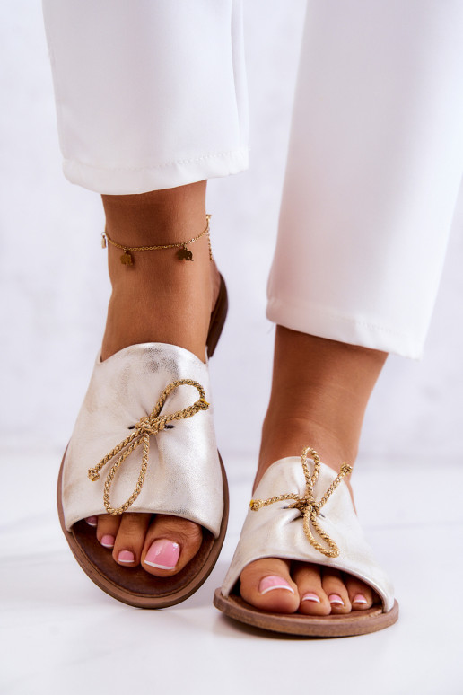 Zazoo 2659 Šlepetės  Baltos-aukso spalvos