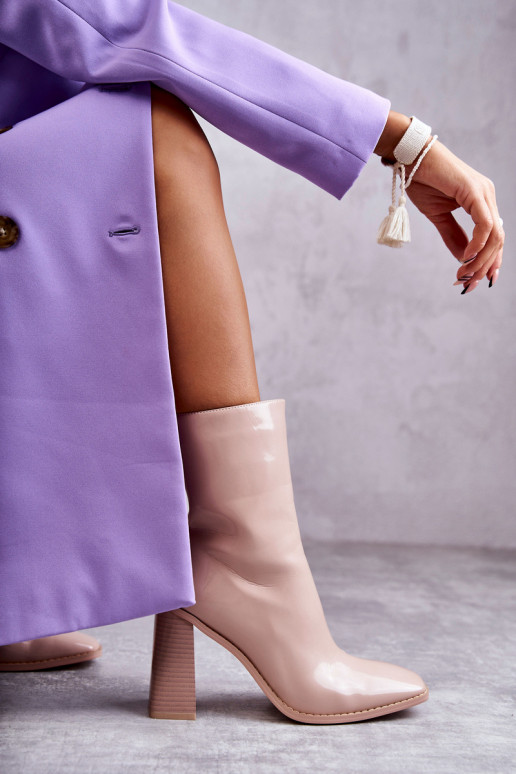  su lako efektu Aulinukai ilgaauliai batai smėlio spalvos Margit