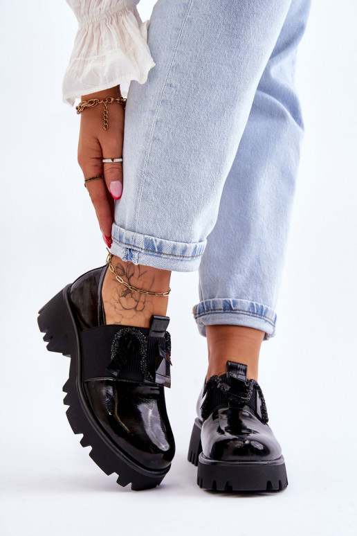 su lako efektu batai su gražiomis detalėmis Juodos spalvos Keily