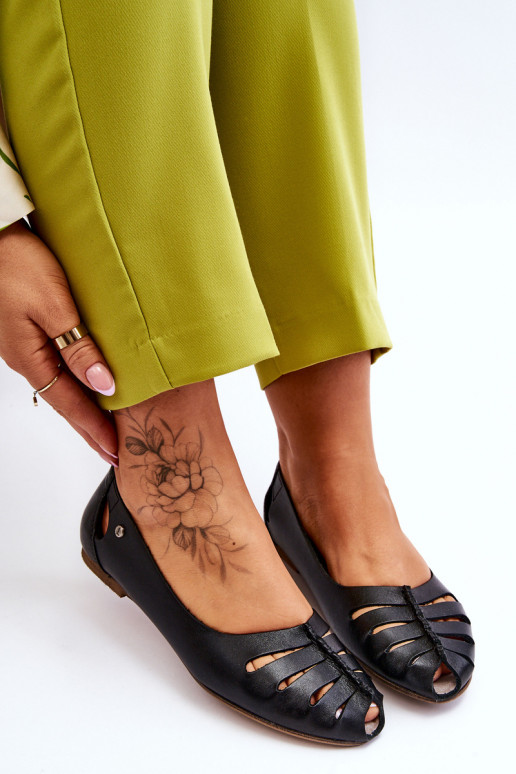 Patogios natūralios odos balerinos  Juodos spalvos Lemar Luka