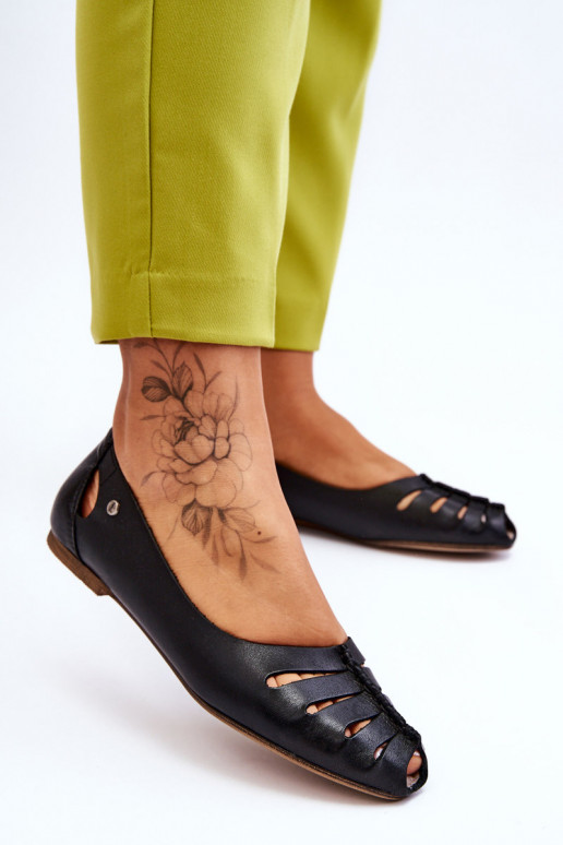 Patogios natūralios odos balerinos  Juodos spalvos Lemar Luka