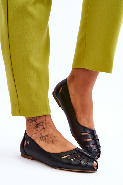 Patogios natūralios odos balerinos  Juodos spalvos Lemar Luka