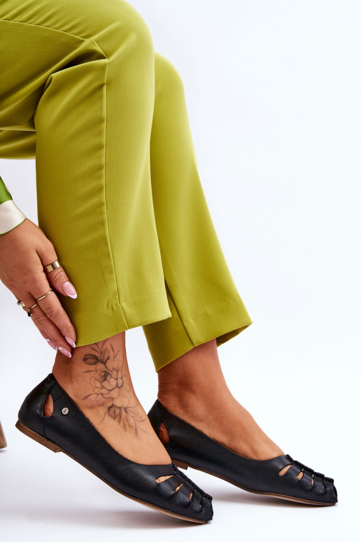 Patogios natūralios odos balerinos  Juodos spalvos Lemar Luka