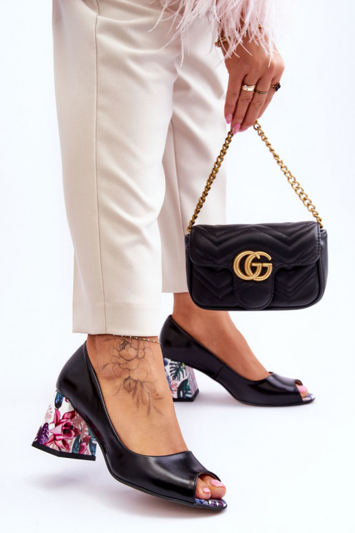   Bateliai su dekoruotais kulnais  Shoes 2608/K Juodos spalvos