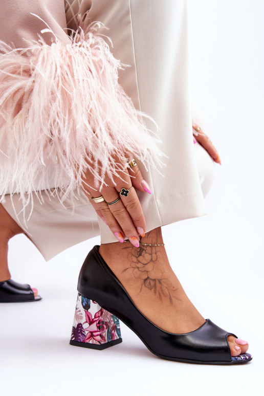   Bateliai su dekoruotais kulnais  Shoes 2608/K Juodos spalvos